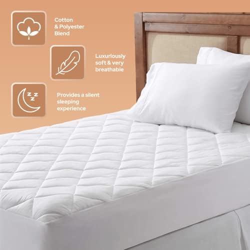 BedOre Quilted Mattress Protector - No Annoying Plastic - Stop Stain Spread Faster with Budge Proof Padded Mattress Protector - Single Mattress Protector - Not Waterproof - Single(91x193+30) cm