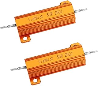 YiePhiot 50W 25 Ohm Resistor 5% Aluminum Case Wirewound Screw Tap Chassis Mounted Load Resistors suitable Compatible with Ring Doorbell, Nest Hello Doorbell Gold Tone 2PCS
