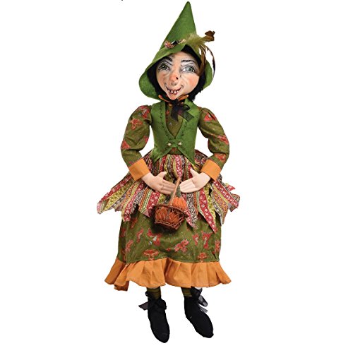 Gallerie Ii Halloween Gwinette Witch Large Folk Art Doll Collectible, Joe Spencer Gathered Traditions Home Decor Figures Figurines Green #TOP13