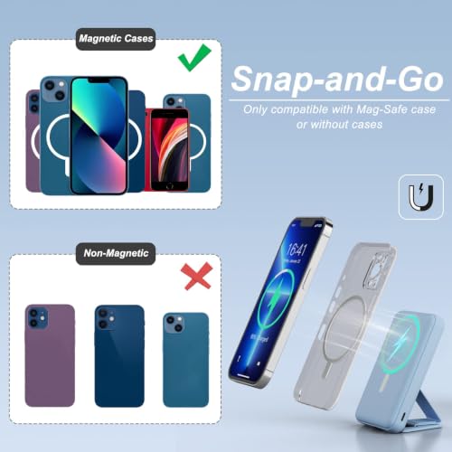 Image of AOGUERBE Magnetic Power Bank, 10000mAh Wireless Portable Charger with Stand | 22.5W PD Fast Charging for Magsafe Battery pack, LED Display, Travel Essential Magnetic Phone Charger for iPhone 17-12 Series