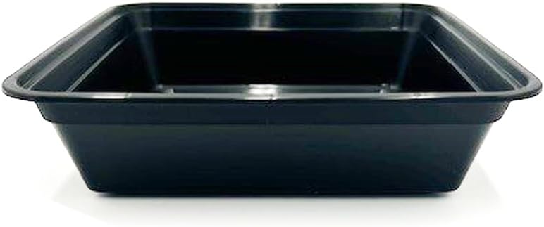 48oz Food Prep Containers with Black Base & Clear Lids - Square & 2" Depth Microwavable Disposable Freezer-Safe BPA-Free Plastic Meal Storage, Combo Pack of 50 sets