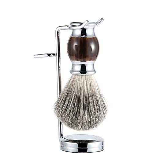 Support pour couteau de rasoir argenté pinceau de rasage et socle fin inox