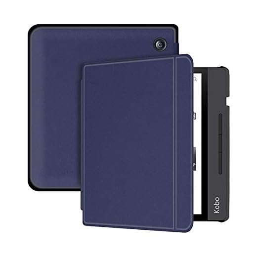 Magnetiskt skydd för ny Kobo Libra H2O 17,78 cm e-bok 2019 tunt skyddande fodral för kobo e-reader N873 smart stand skin H20-mörkblå