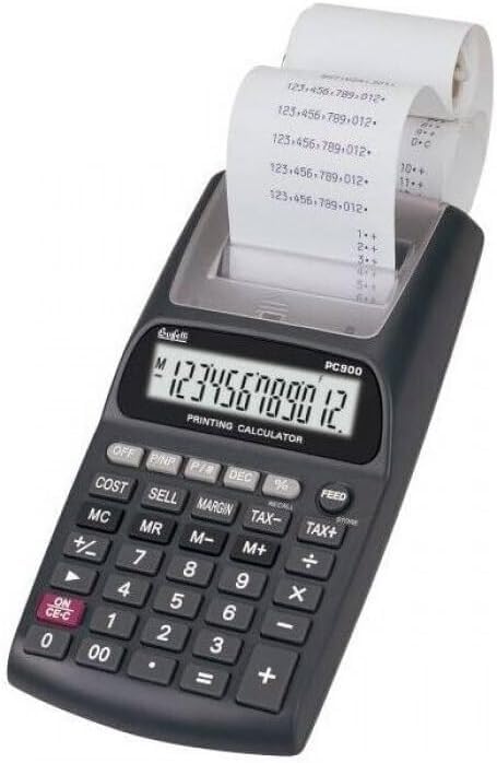 SQUADO Calcolatrice Stampa Scontrini Non Fiscali Per Uffici e Aziende, display LCD a 12 cifre per aziende Nera