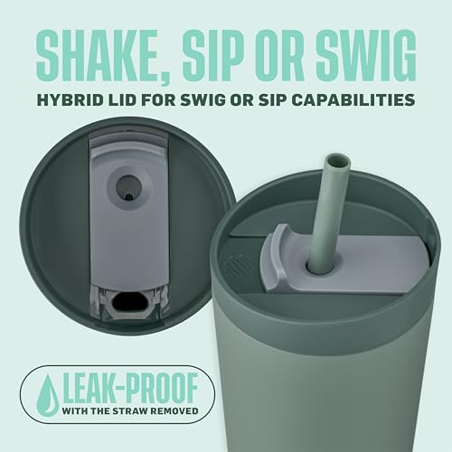 BlenderBottle 2-in-1 Insulated Stainless Steel Shaker Tumbler for Protein Shakes and Smoothies, Swig Leakproof Lid, BPA 