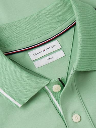 Image of Tommy Hilfiger Men's Short Sleeve Casual Polo Shirts in Slim Fit with Liquid Cotton and Cuff Designs