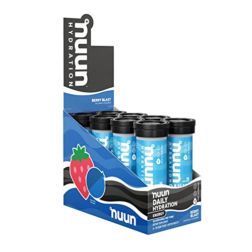 Nuun Energy: Caffeine, B Vitamins, Ginseng, Electrolyte Drink Tablets, Berry Blast, 10 Count (Pack Of 8) #TOP7