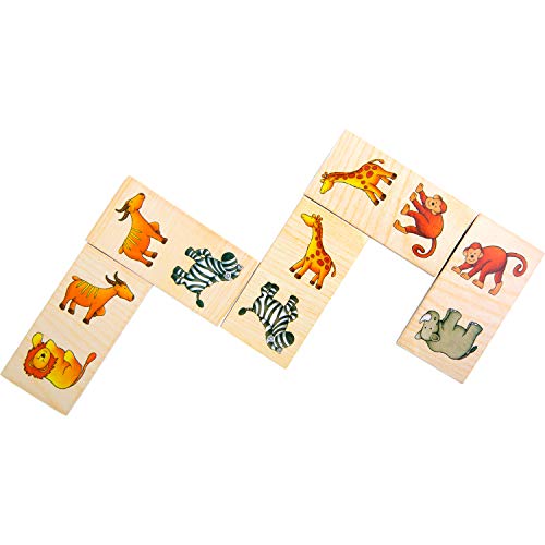 Small Foot Domino Safari aus Holz, lustiges Legespiel mit bunten Tiermotiven, FSC 100%-Zertifiziert, 10963