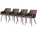 TUKAILAI 4er-Set Esszimmerstühle mit armlehne, Küchenstuhl, Esszimmerstühle aus Kunstleder mit Polstersitz, Akzentstuhl, Lounge, kommerzielle Empfang, Restaurants, Wohnzimmer, Retro Brau