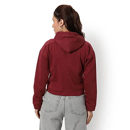 Image of Campus Sutra Women's Colorblock Sweatshirt with Ribbed Hem for Casual Wear | Low-High Neck | Long Sleeve | Button Closure | Cotton Sweatshirt Crafted with Comfort Fit for Everyday Wear