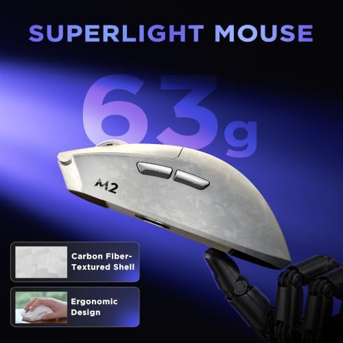 YUNZII M2 Dual 8K Wireless Gaming Mouse, PAW3395, 6-Level DPI(White) — view 8