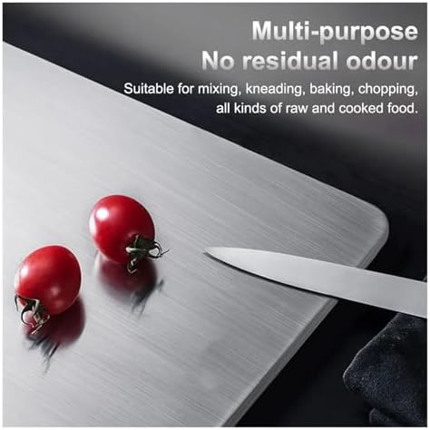 Miniatura 6 de Tabla de cortar de acero inoxidable Tabla de cortar de acero inoxidable Tabla de cortar gruesa de doble cara fácil de limpiar Tabla de masa para