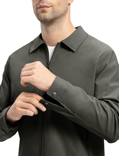 Image of TBMPOY Mens Lightweight Jackets Light Windbreaker Full Zip Casual Work Jacket Golf Business Fall Track Coat with Pockets
