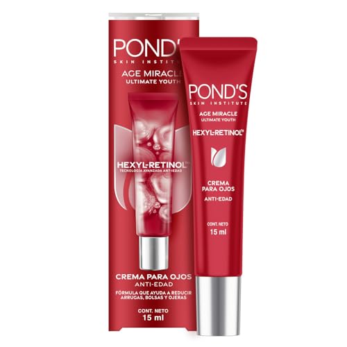 Reviews de Ojos los 5 mejores. 42 PONDS Crema para Ojos Age Miracle Ultimate Youth con Hexyl-Retinol para una piel más firme, luminosa y joven, ayuda a reducir arrugas, bolsas y ojeras 15 ml