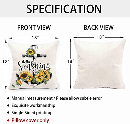 Pinata Decorative Sunflower Pillow Cover, Yellow Black Buffalo Plaid Throw Pillow Cover 18X18 Set Of 4 Farmhouse Sunflower Decor For Home Outdoor Sofa Couch, Fall Flower Pillow Case (No Insert) #TOP3
