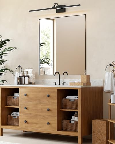 Image of VONLUCE 36 inch LED Bathroom Vanity Light, 3CCT Modern LED Vanity Lights with 360 Rotatable Head & Swing Arm, 15.4W Bathroom Light Fixture Over Mirror, LED Lights for Bathroom Bedroom, Matte Black | 3CCT, Flicker-free, 360 Rotatable Head & Swing Arm, IP44 waterproof Bathroom Light Fixture Over Mirror for Bathroom, Picture