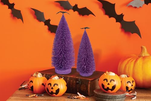 Department 56 Village Collection Accessories Halloween Gone Batty Glitter Trees Figurine Set, Various Sizes, Purple - Thumbnail 5