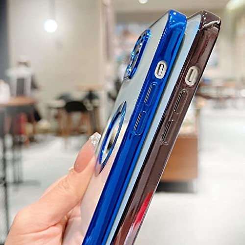 Image of mobistyle Compatible with iPhone 13 Pro, Electroplating Logo Cut View, Full Body & Camera Lens Protection, Transparent Silicone Case, Only Compatible iPhone 13 Pro, Blue