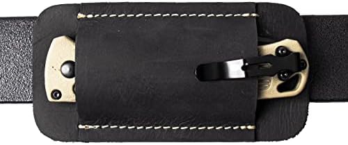 Topstache Knife Sheath, Handmade Knife Holster, Horizontal Carry Leather Sheath for Belt, EDC Pocket Organizer for Men,Size S,Black