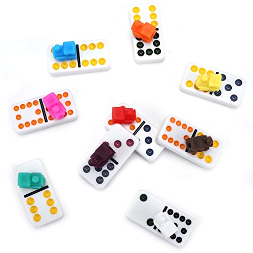 Doreimi Mexican Train Dominoes Set Double 12 Colored Dot Dominos Family Board Games Chicken Foot Dominoes Game 91 Tiles With Ultra-Light Anti-Collision Case, 9 Trains, Octagon Shape Hub For Adults #TOP6