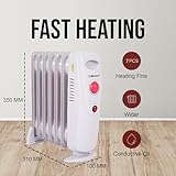 Belaco 800W Mini Oil Filled Radiator, 7 Fin Portable Electric Heater with Adjustable Thermostat, Quiet Energy Efficient Room Heater - Image 3