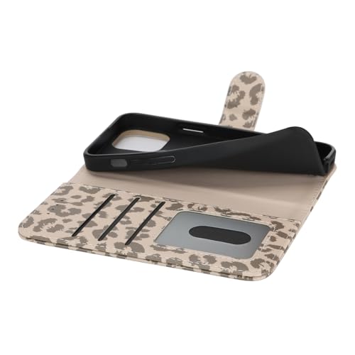 Image of for iPhone 13 Mini Case Wallet with Card Holder,for iPhone 13 Mini Wallet Case for Women Men,PU Leather Shockproof Magnetic Buckle Stand Flip Phone Case-Beige Leopard