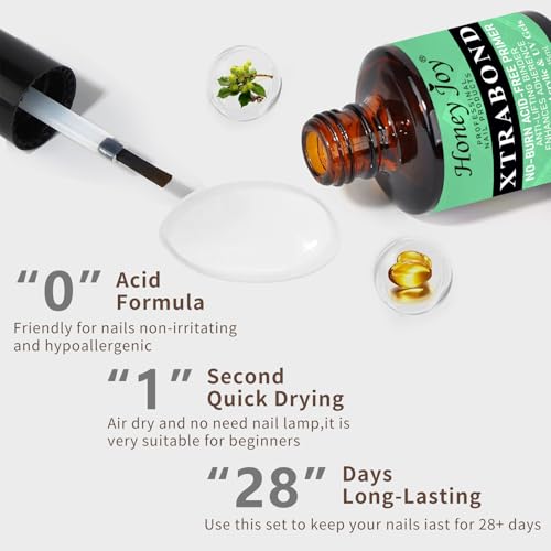 Nagel Dehydrator und Primer Set – Säurefreies Nagelvorbereitungsset für starke Haftung, professioneller Primer für langanhaltende Acrylnägel, Gel Nagellack & UV-Gel, schnelltrocknend, 15ml (HJ-NP-001)