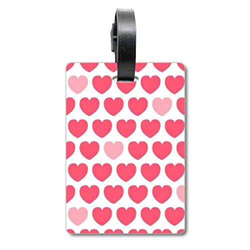 Étiquette valise motifs cœurs et pois rose rouge pour sac de voyage