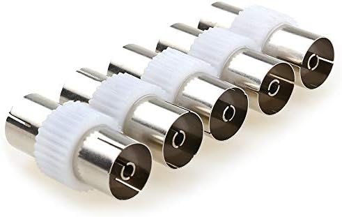 JEEUE Nickel Plated Female to Female TV Aerial Coaxial Coupler Adapter Plug - 5PCS