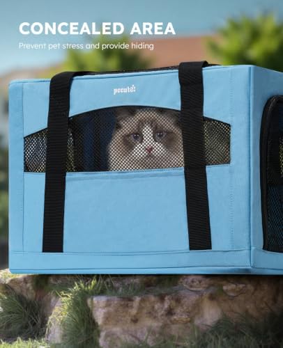 Pecute Cat Carrier Stable, Pet Carrier with Privacy Partition,Light Blue - 3