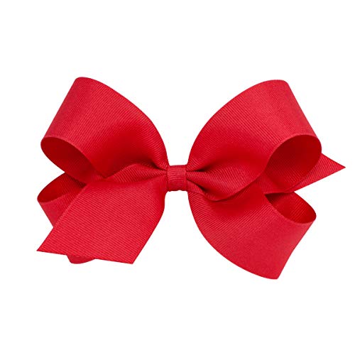 Wee Ones Classic Grosgrain Hair Bows with Plain Wrap Center, Red, Large