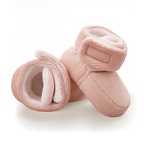 Baby Boys Girls Cotton Booties Non Skid Soft Sock Boots Infant Slippers Newborn First Walker Crib Shoes Pink 11CM3