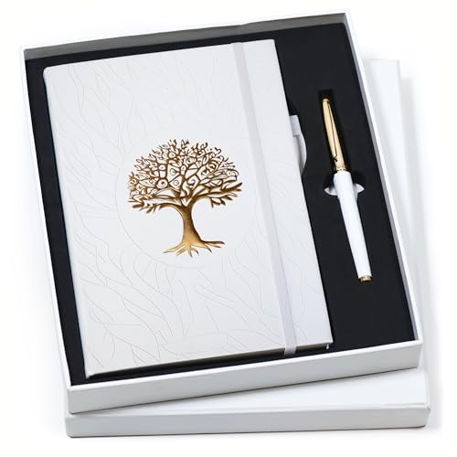 Veway Premium Tree of Life Journal and Pen Set for Women (Blossom) | 224-Page Hardcover Notebook, Elegant Gift Box & Refillable Gold Pen | A5 Aesthetic Writing Journal & Inspirational Gift