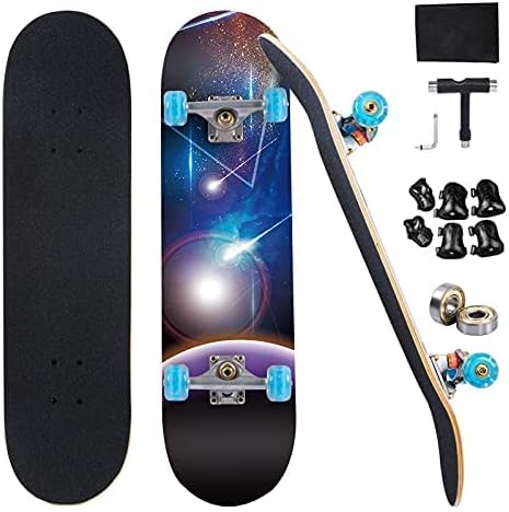 Skateboards for Beginners,31"x 8" Complete Standard Skateboards,7 Layer Skateboards for Teenagers, Adults Skateboard for Outdoor Sports