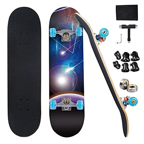 Skateboards for Beginners,31"x 8" Complete Standard Skateboards,7 Layer Skateboards for Teenagers, Adults Skateboard for Outdoor Sports