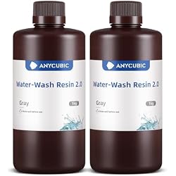 ANYCUBIC Water Washable Resin 2.0 for 3D Printers, 405nm UV Resin for LCD/DLP/SLA 3D Printers, Washable and Light-Curable Resin, Eco-Friendly, 2kg Gray