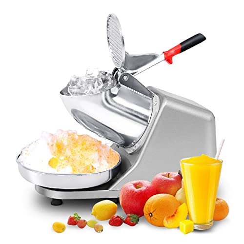 Electric Ice Crusher 380W 2200 RPM Snow Cone Maker Machine w/Dual Stainless Steel Blades Crushing 85kg Ice Per Hour for Home & Commercial Use