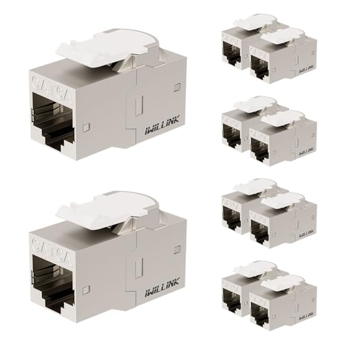iwillink 10Gbps 10-Pack Cat6A Shielded Keystone RJ45 Coupler, Zinc Alloy Metal Housing Ethernet Coupler, Female to Female Cat6a Keystone Jack, Silver by iwillink - Used condition - US$11.57