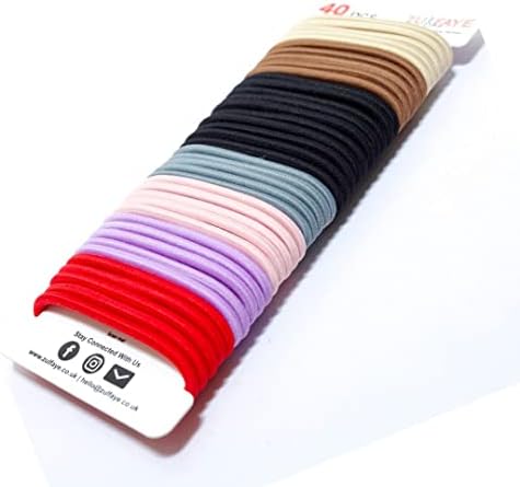 Zulfaye 40 Pcs Hair Bobbles for Thick Hair, Elastic Hair Bands, 4mm Snag Free Strong Hair Bands for Women, Hair Ties for Girls, Hairbands Women, Ponytail Holder (Multi Colour)