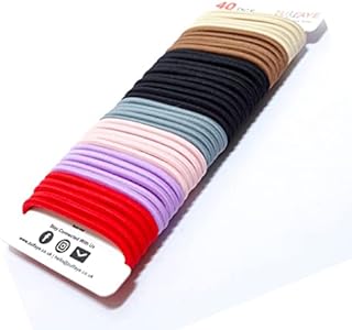 Zulfaye 40 Pcs Hair Bobbles for Thick Hair, Elastic Hair Bands, 4mm Snag Free Strong Hair Bands for Women, Hair Ties for Girls, Hairbands Women, Ponytail Holder (Multi Colour)