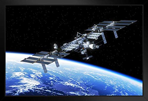 International Space Station Orbiting Earth Illustration Solar System Science Kids Map Galaxy Classroom Chart Pictures Outer Planets Hubble Astronomy Nasa Rocket Stand Or Hang Wood Frame Display 9X13 #TOP17