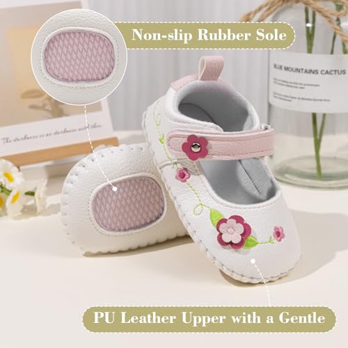 Image of Meckior Infant Baby Girl Sandals Soft Non-Slip Rubber Sole Handmade Princess Wedding Dress Shoes Toddler First Walkers