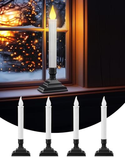 SURAIELEC 4 Pack Battery Operated Window Candles, Dusk-to-Da