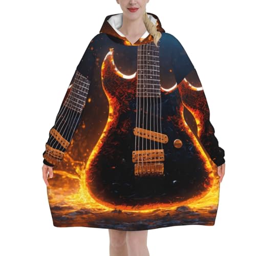 Couverture à capuche guitare électrique en flanelle douce pour adulte