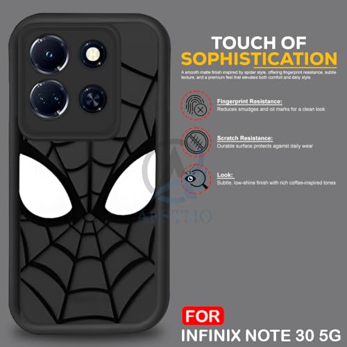 Image of AESTMO Back Case Cover for Infinix Note 30 5G Cover | Spidey Face Mask Design | Silicone Case | Full Body Protection | Camera Protection Back Cover for Infinix Note 30 5G (Black)