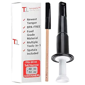 Tall Tamper Tool Fits Vitamix 64 oz - Designed Specifically For Vitamix Blender Containers - 100% BPA Free - Smart-Scoop, Self-Standing With Drip Trench, Vitamix Replacement Parts (Black, Classic)