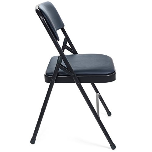 Xl Series Vinyl Folding Card Table And Chair Set (5Pc) - Comfortable Padded Upholstery For Easy Cleaning - Fold Away Design, Easy Storage - Premium Quality, Wheelchair Accessible (Navy) #TOP3