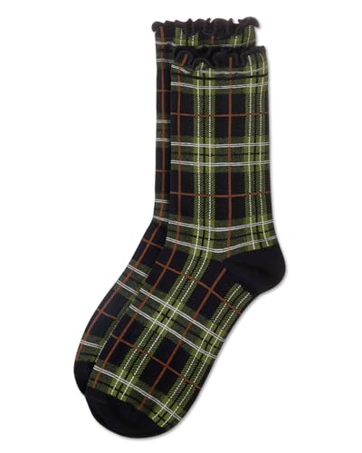 MeMoi Women's Classic Plaid Lettuce Edge Crew Socks4