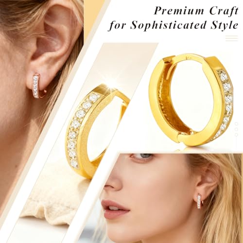 OPVYAEU Lot de 3 Boucles d’Oreilles Femme Doré Creoles Vert Opale Clous d’Oreilles pour Plusieurs Piercings Élégant Bijoux Cadeau Femme Luxe – vue 3