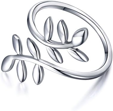 Leaf Ring for Women S925 Sterling Silver Adjustable Wrap Open Rings